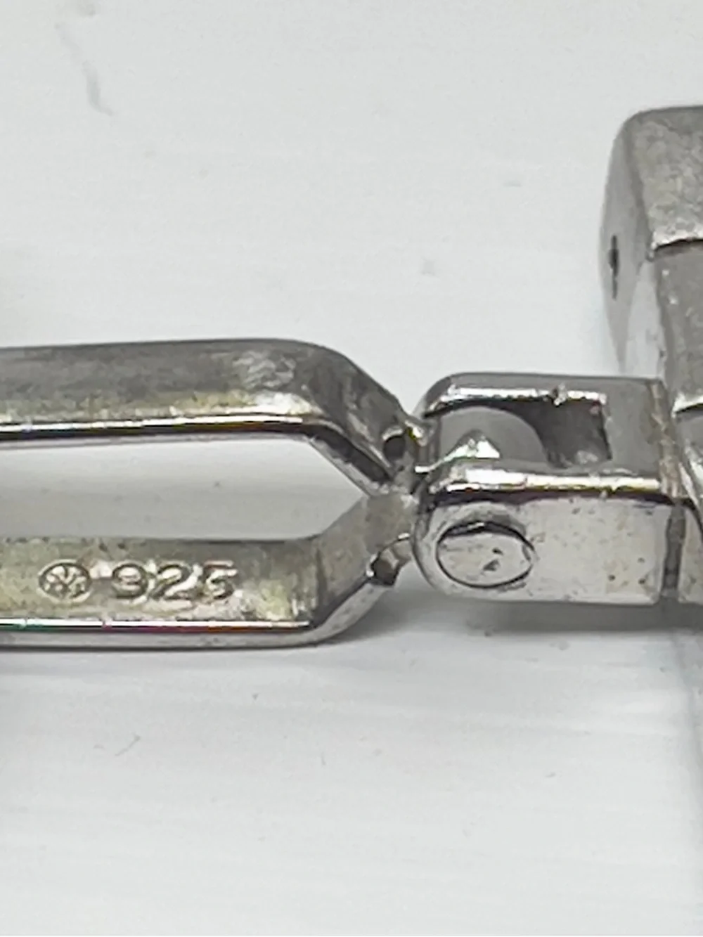 Vintage Men's 925 Sterling Silver Geometric Bar Cufflinks With Diamond Accents